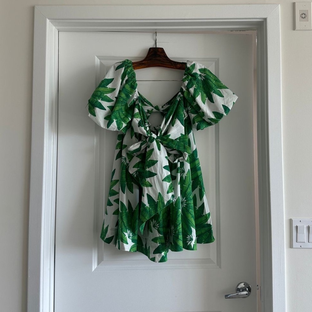 Farm Rio Off-White Palms Fan Mini Dress - Picture 7 of 7